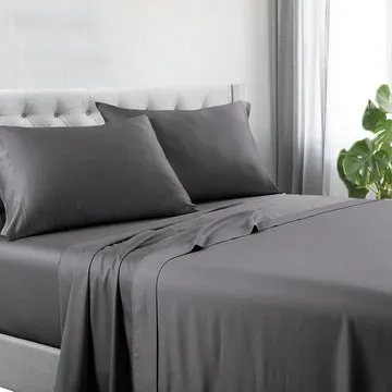 1200tc hotel quality cotton rich sheet set double charcoal