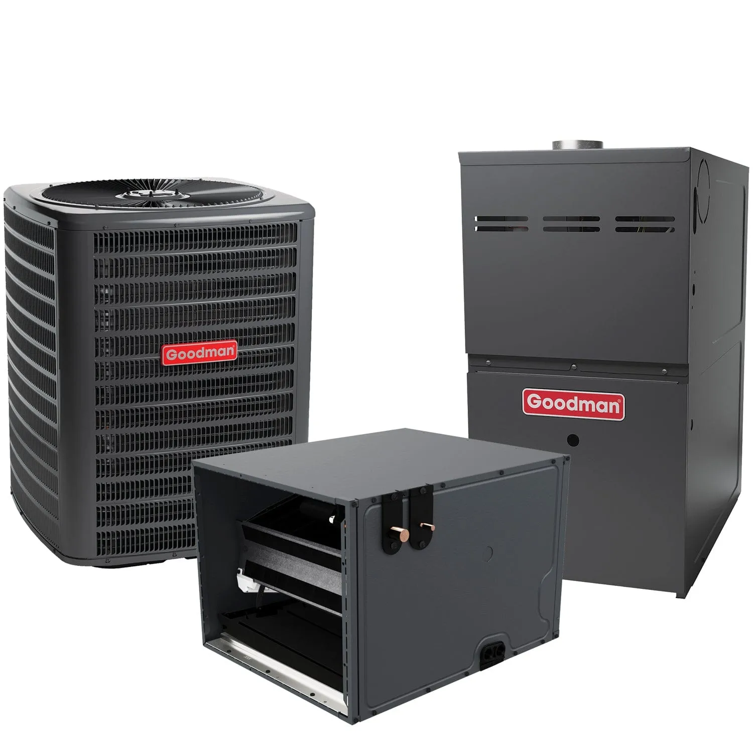 1.5 Ton Goodman 15.2 SEER2 Central Air Conditioner – 60,000 Btu Single-Stage Multi-Speed ECM Gas Furnace 80% AFUE 1200 cfm Horizontal System