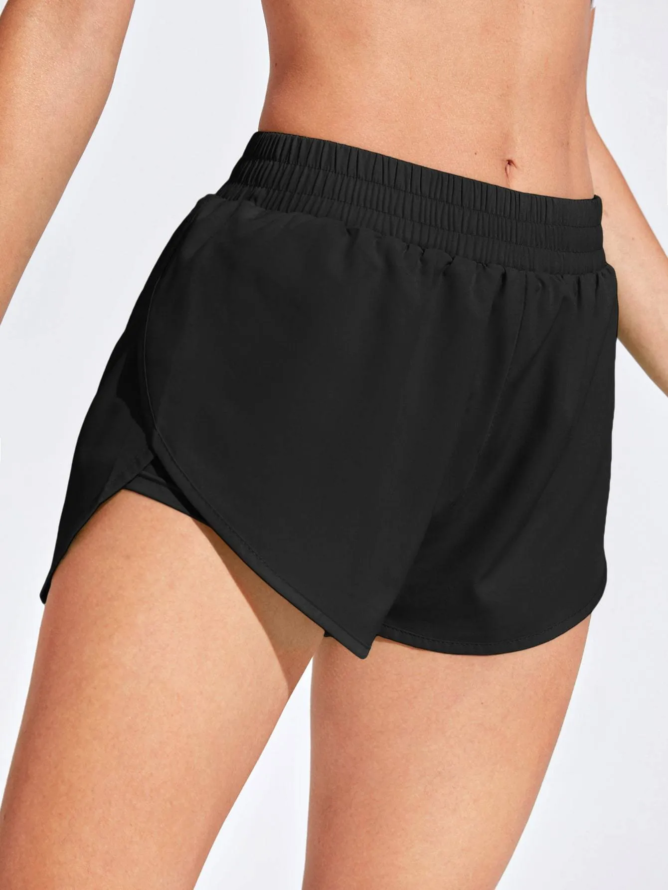 2 In 1 Tulip Hem Athletic Shorts for Women