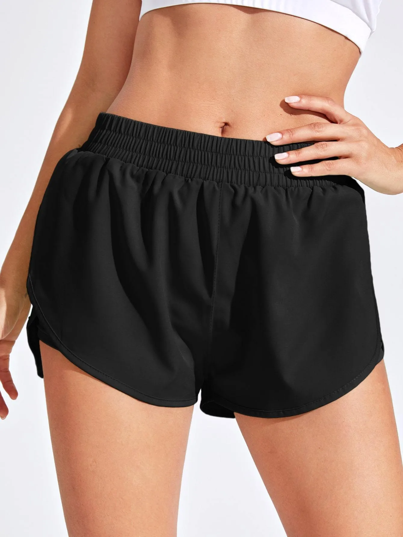 2 In 1 Tulip Hem Athletic Shorts for Women