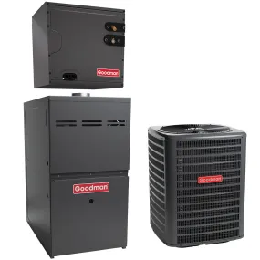 2 Ton Goodman 15.2 SEER2 Central Air Conditioner - 60,000 Btu Single-Stage Multi-Speed ECM Gas Furnace 80% AFUE 1200 cfm Up-flow System