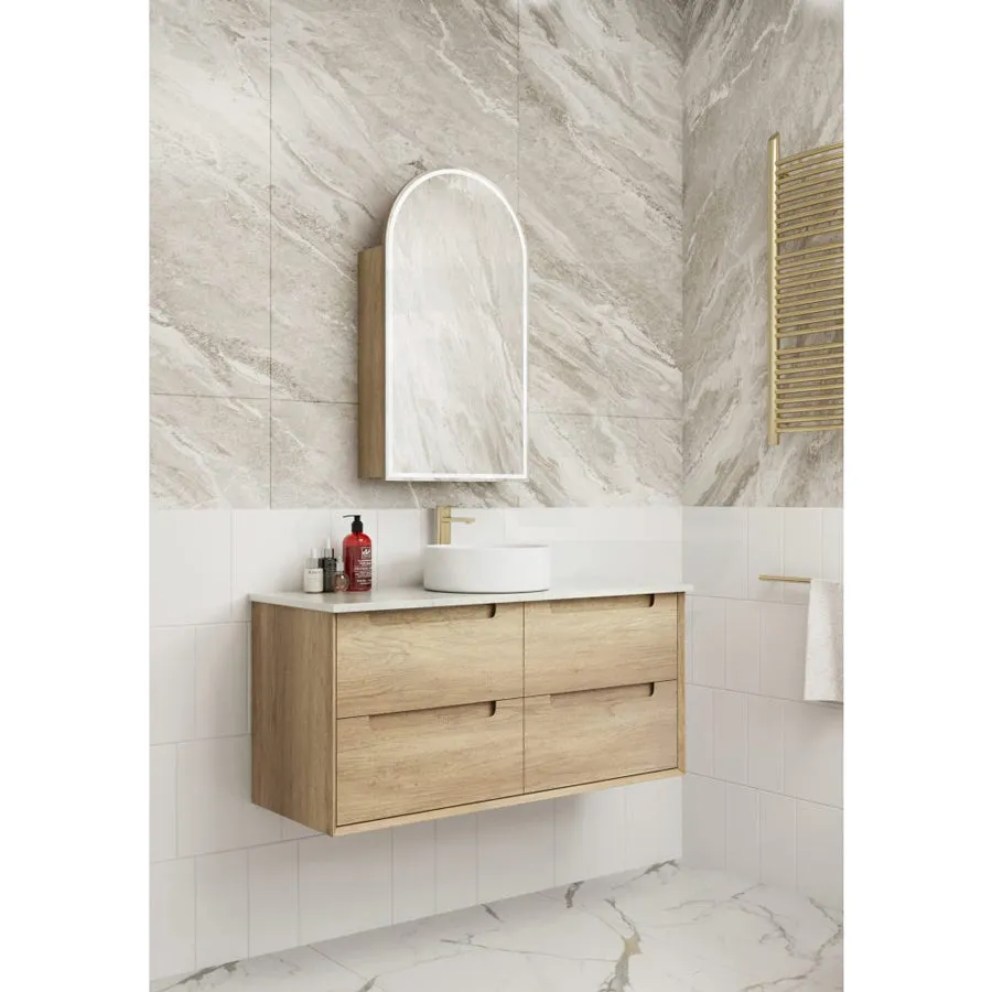 500x900mm Canterbury LED Mirror Arch Shaving Cabinet Carita Finish Frameless Touchless Sensor Frontlit