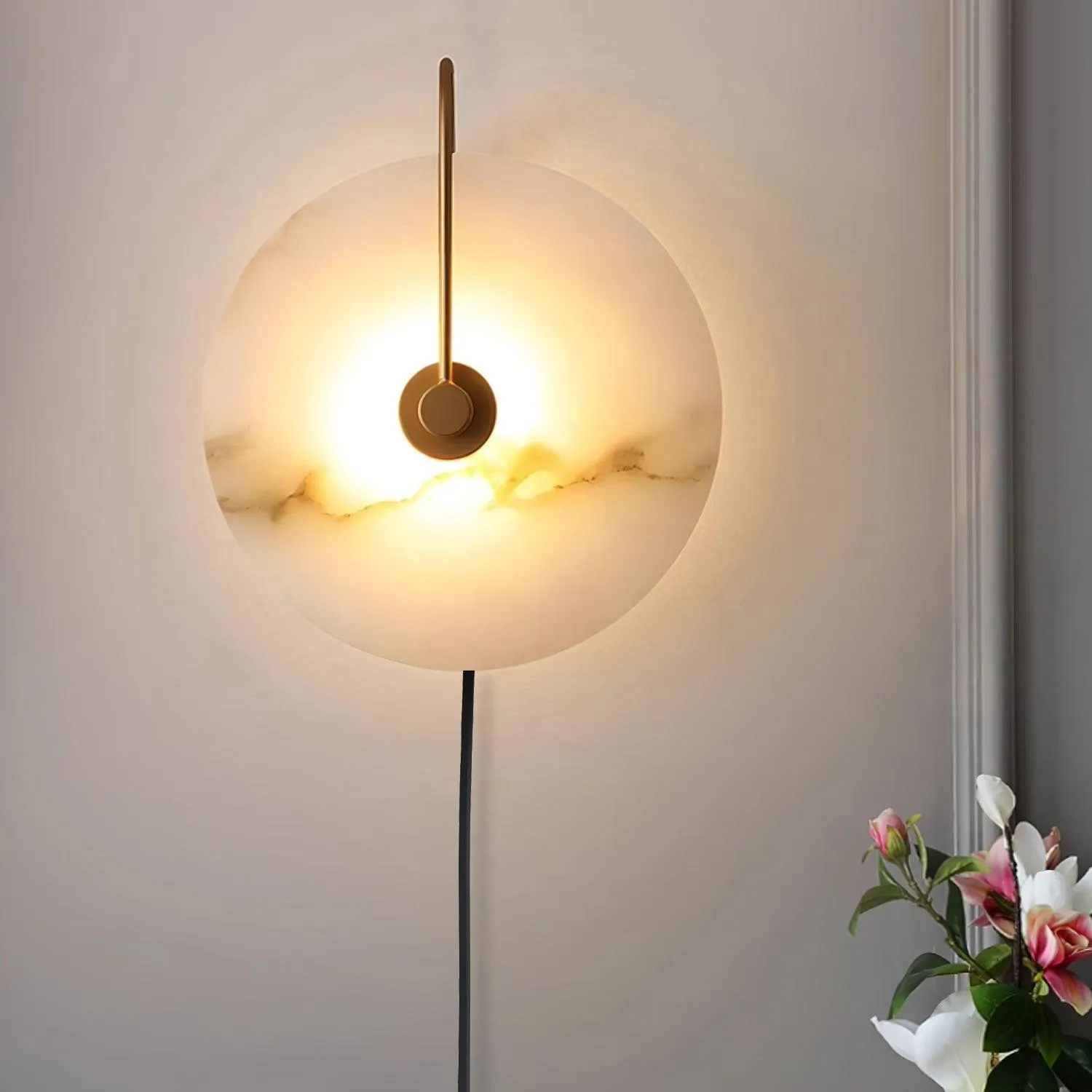 Alabaster LED Plug-In Wall Lamp