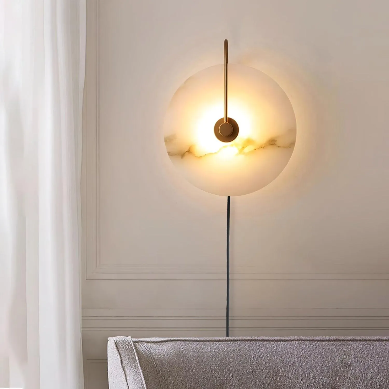 Alabaster LED Plug-In Wall Lamp