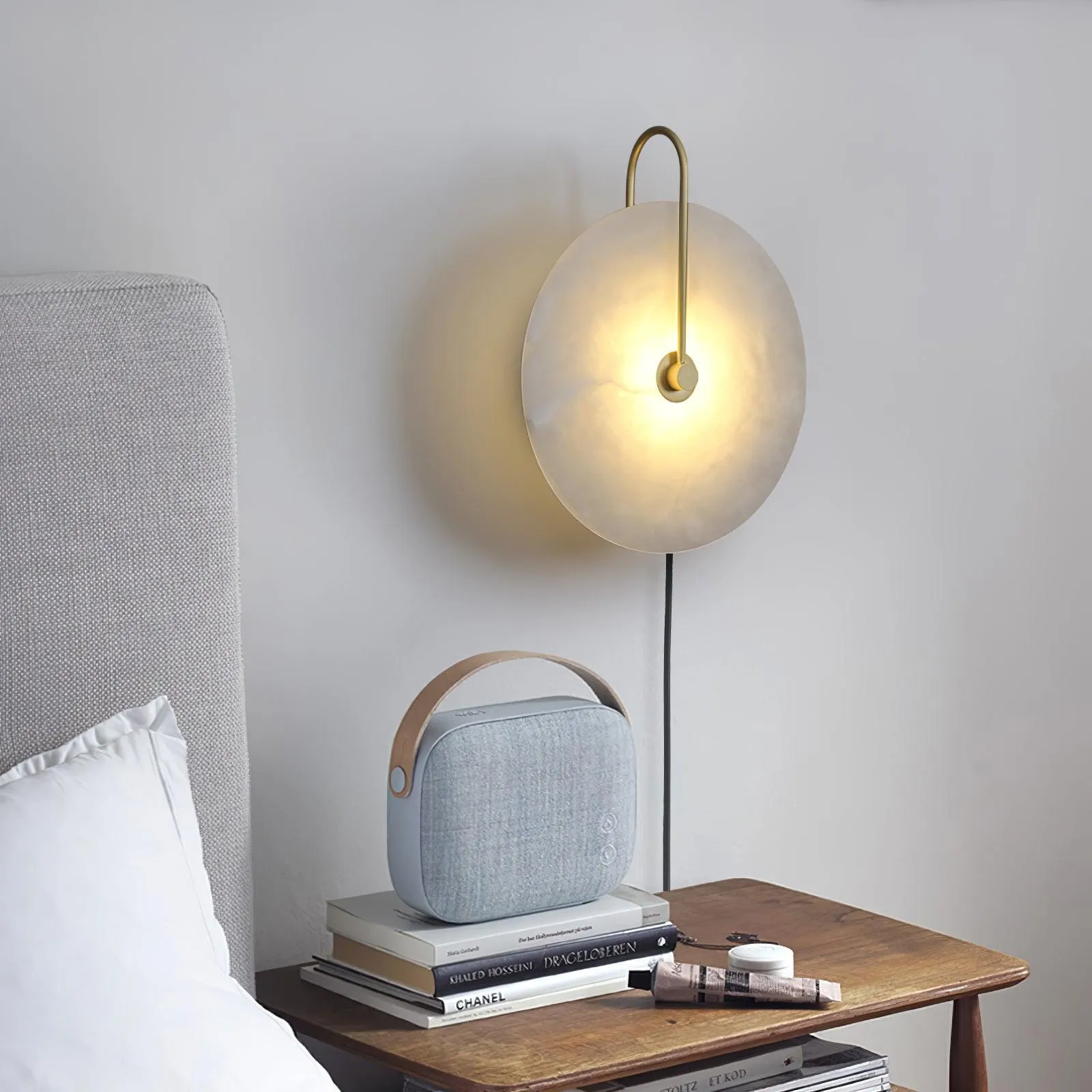 Alabaster LED Plug-In Wall Lamp