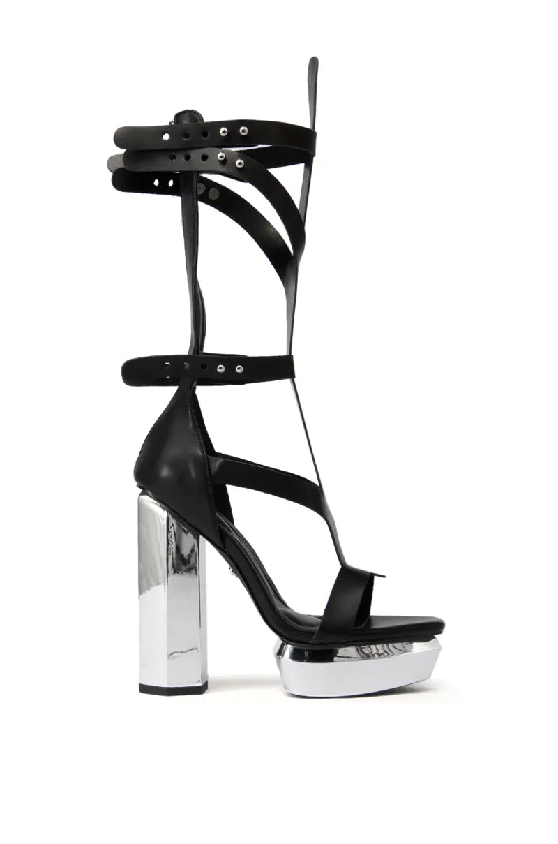 AZALEA WANG DARCELLE BLACK EDGY PLATFORM SANDAL