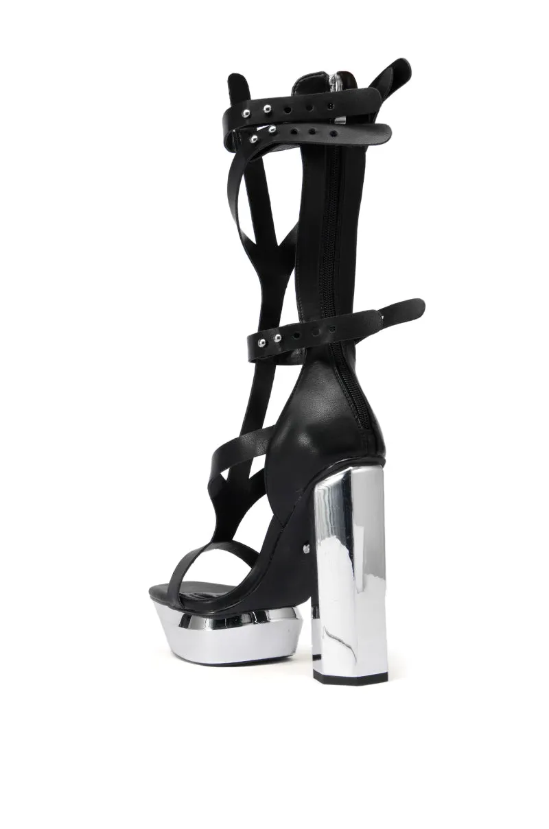 AZALEA WANG DARCELLE BLACK EDGY PLATFORM SANDAL