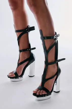 AZALEA WANG DARCELLE BLACK EDGY PLATFORM SANDAL