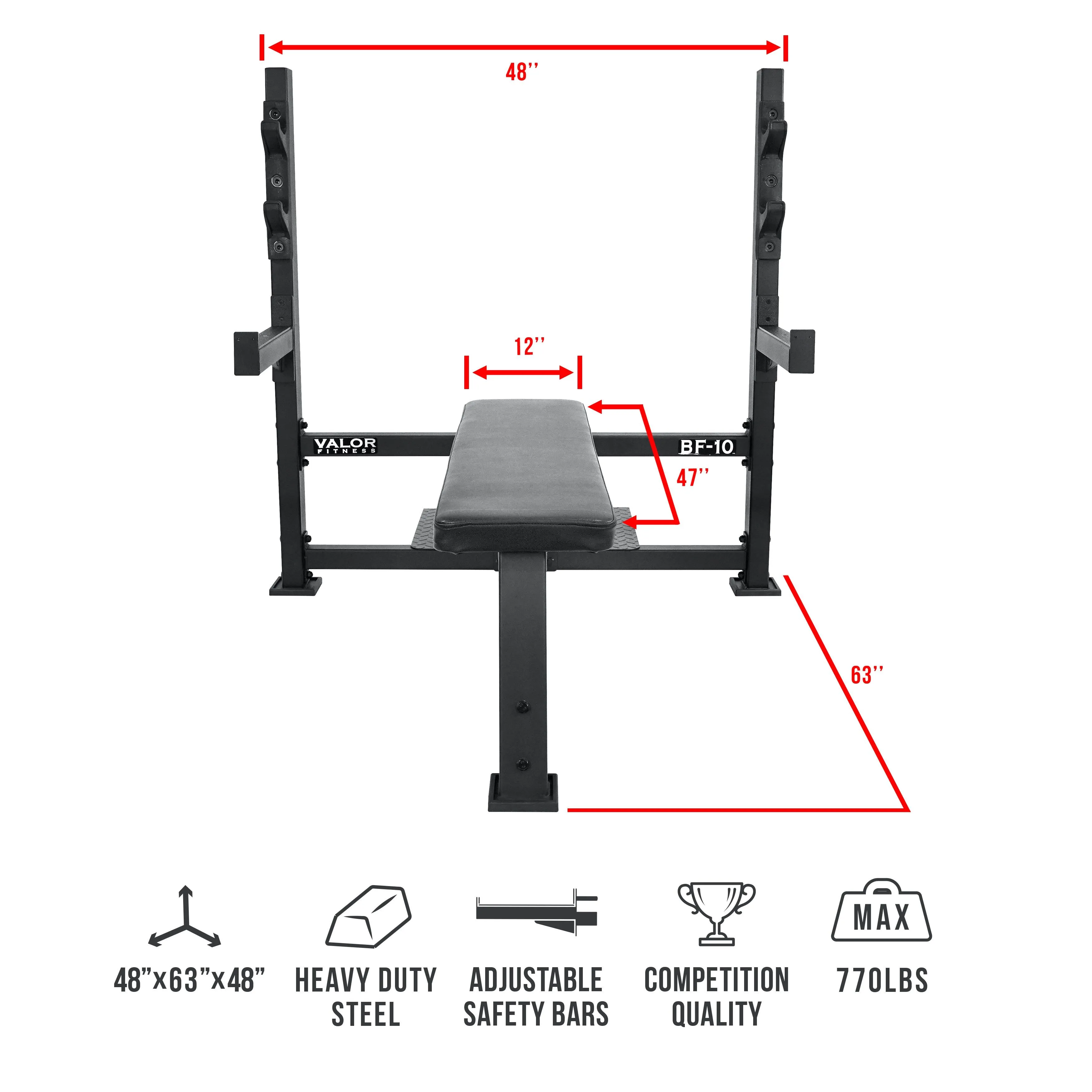 Heavy Duty Bench Press w/ Safety Catch - Spotter Stand