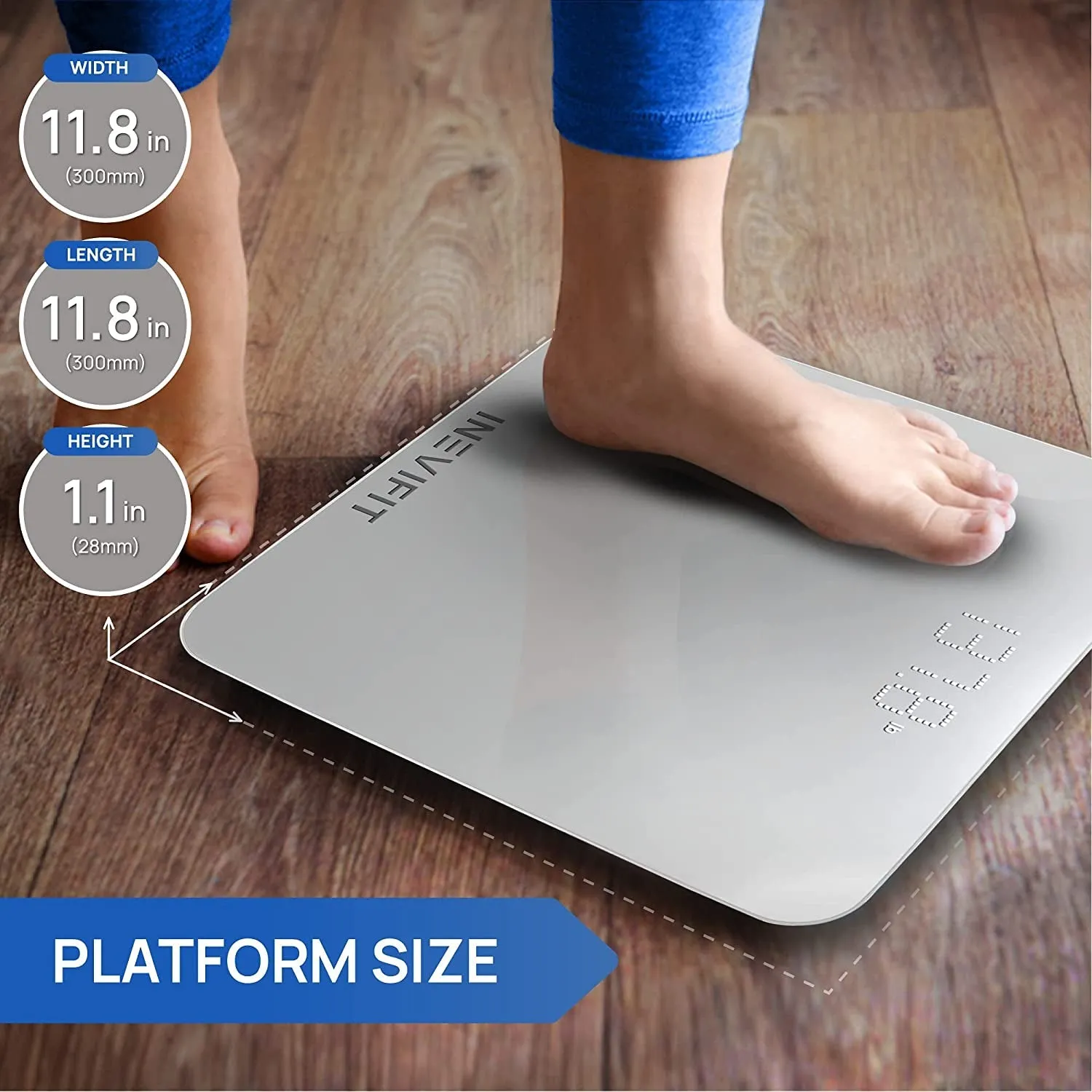 INEVIFIT Bathroom Scale, Highly Accurate Digital Bathroom Body Scale, Measures Weight up to 400 Lbs. Includes Batteries