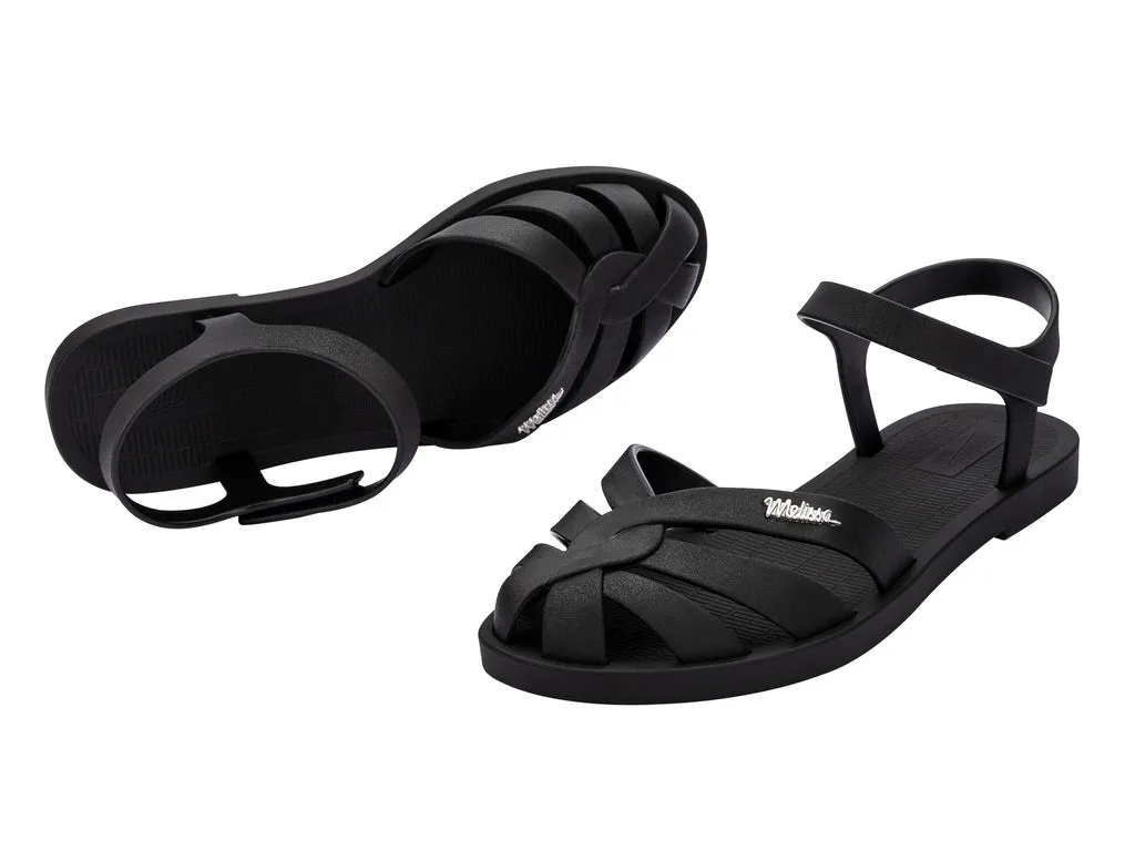 Melissa Sun Paradise AD Black Flat Sandal For Women