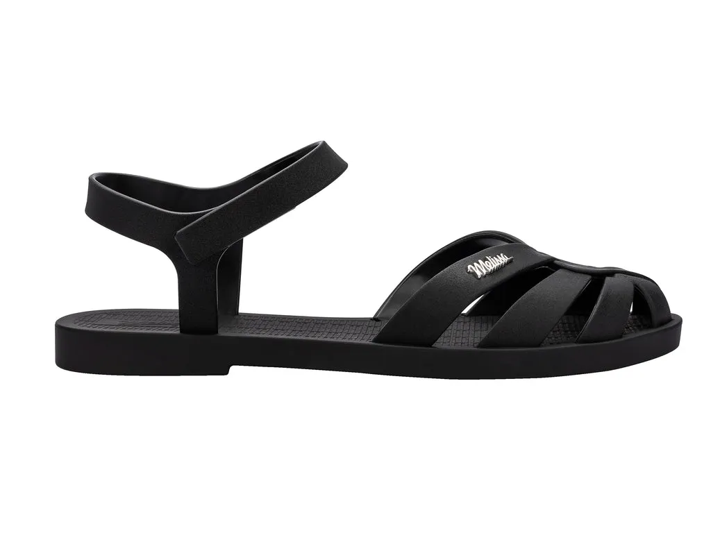 Melissa Sun Paradise AD Black Flat Sandal For Women