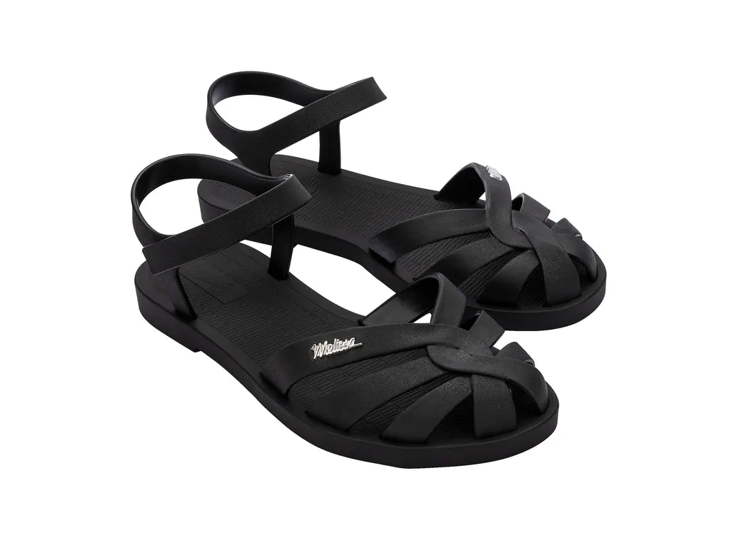 Melissa Sun Paradise AD Black Flat Sandal For Women