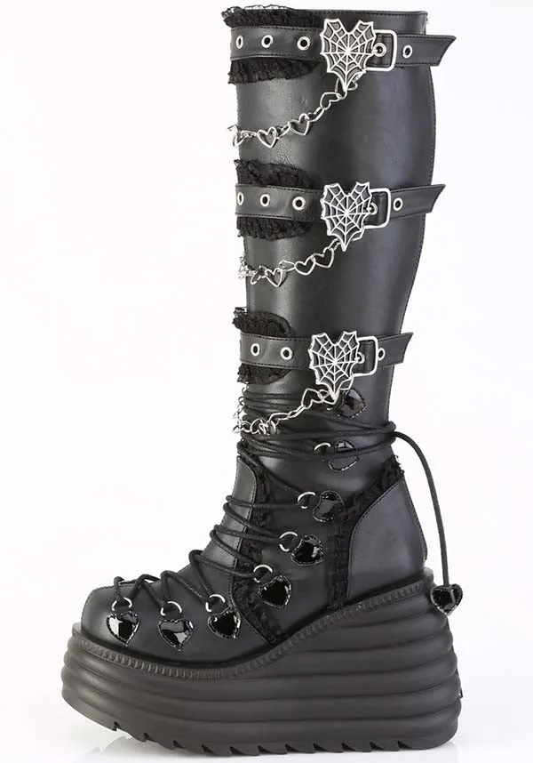 MORTE-215 Black Platform Boots - Preorder Now