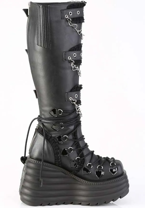 MORTE-215 Black Platform Boots - Preorder Now