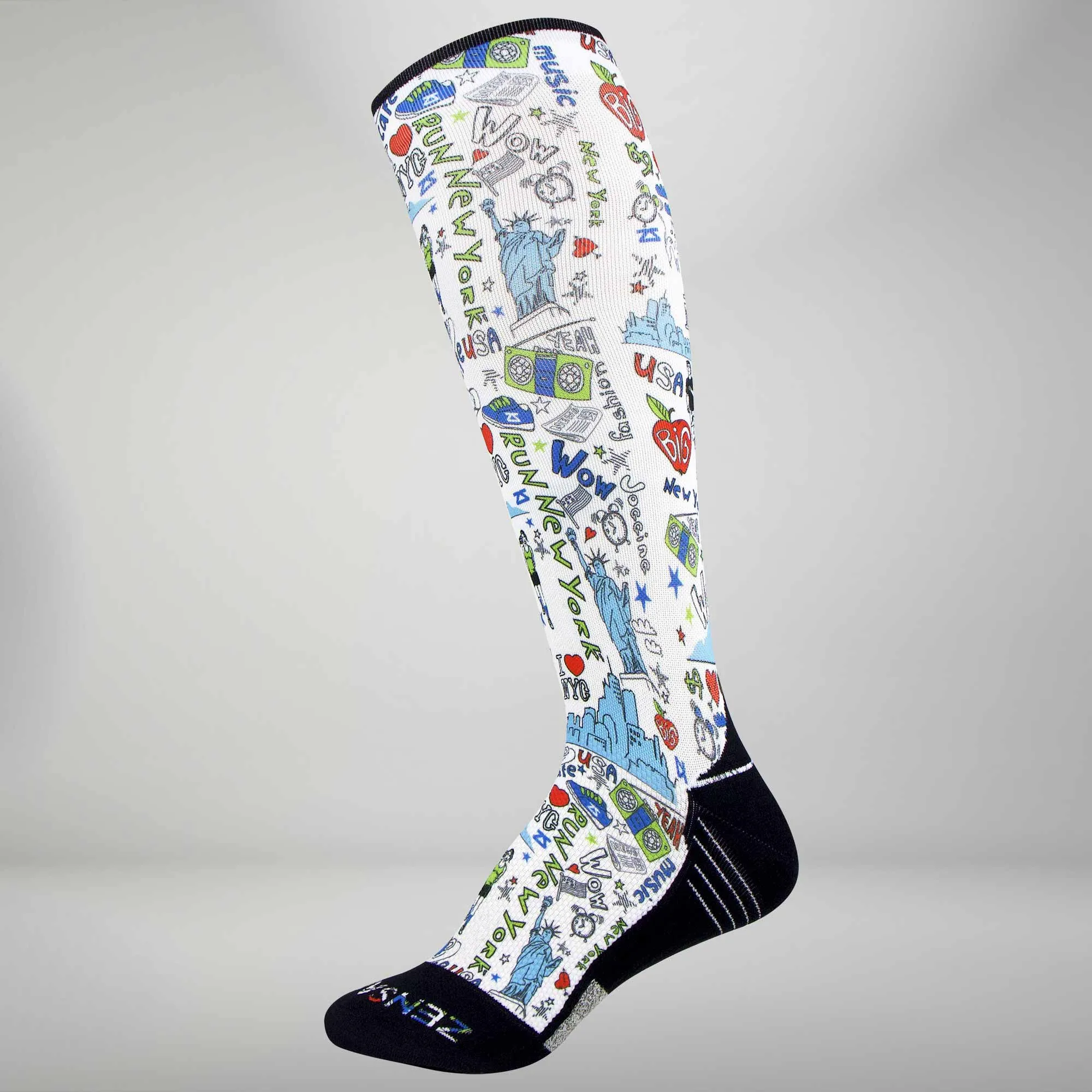 New York Doodle Compression Socks (Knee-High)