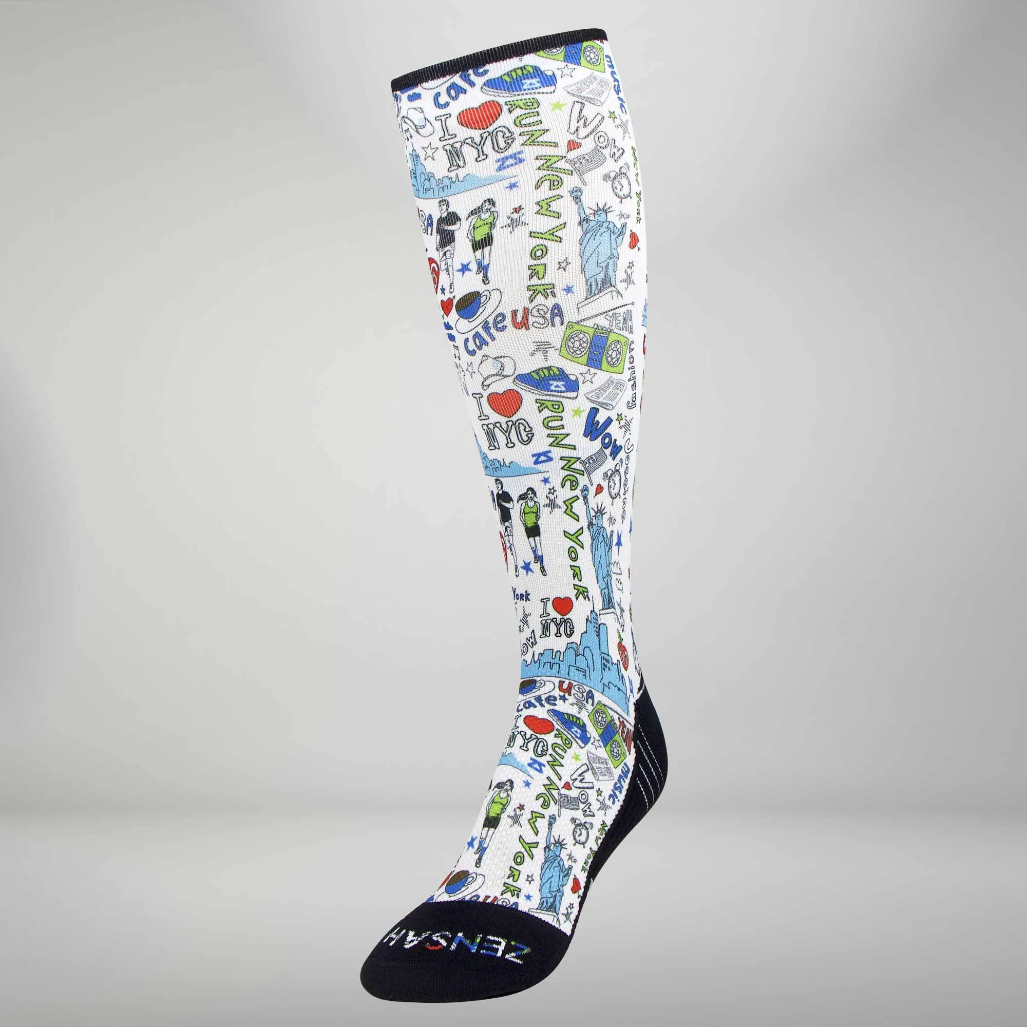 New York Doodle Compression Socks (Knee-High)