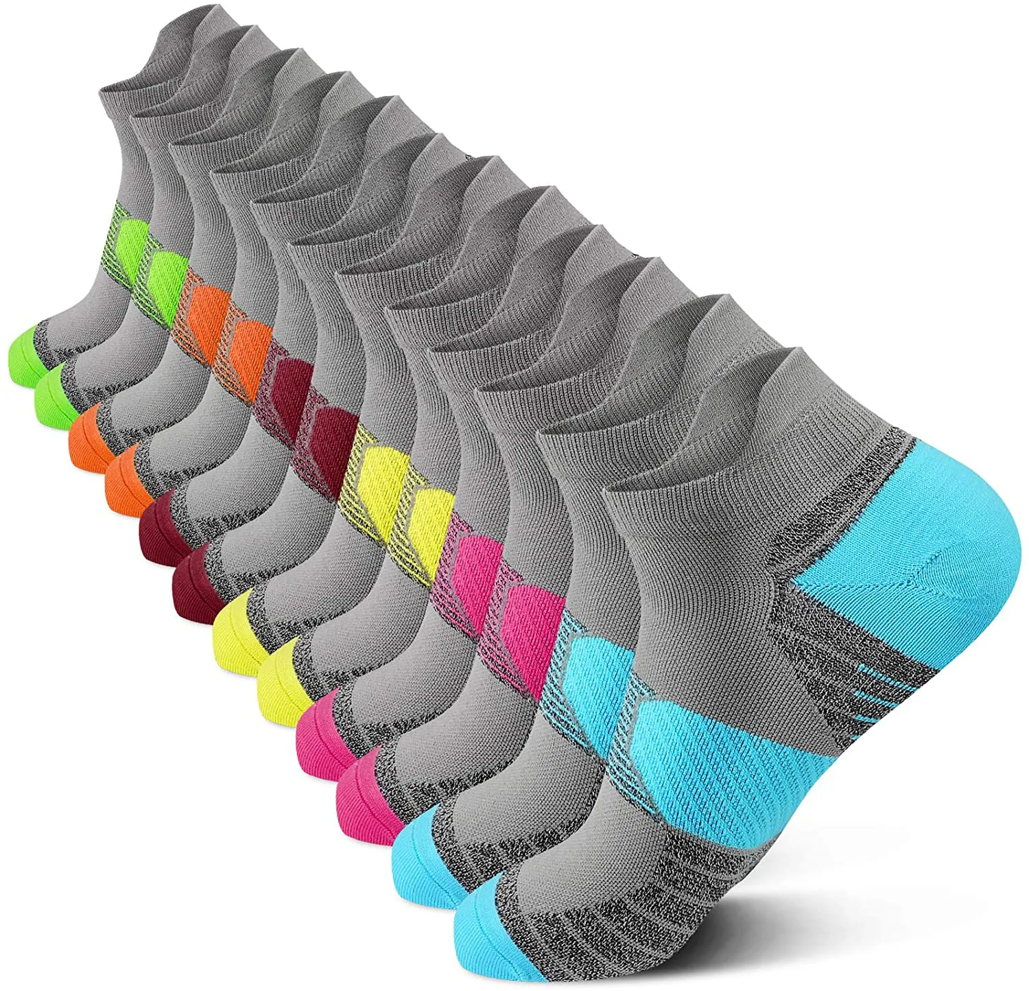 PAPLUS Compression Running Socks Women (6 Pairs), Ankle Athletic Socks Low Cut with Arch Support