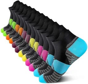 PAPLUS Compression Running Socks Women (6 Pairs), Ankle Athletic Socks Low Cut with Arch Support