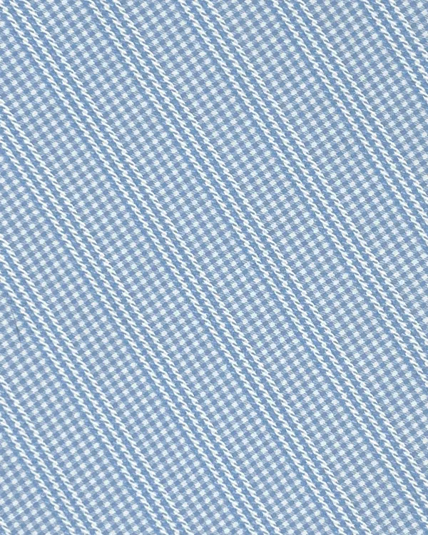 Refined Blue White Gingham Check Fabric with Cable Stripes | Cotton Dobby Deadstock