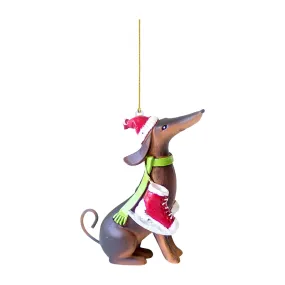 relaxed Christmas Decoration Gifts Dachshunds Dog Christmas Tree Ornament Christmas Tree Pendants Hanging Pendants Plush Craft For Christmas Holiday Party Home Decor B