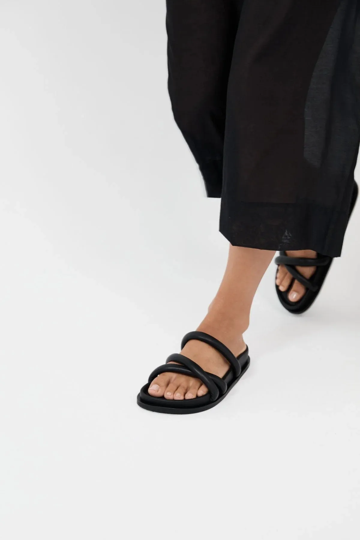 Soft Cross Strap Slide in Black