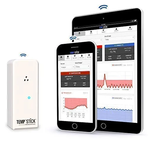 Temp Stick Wireless Remote Temperature & Humidity Sensor. Connects Directly to WiFi. Free 24/7 Monitoring, Alerts & Historical Data. Free iPhone/Android Apps, Monitor from Anywhere, Anytime! - White