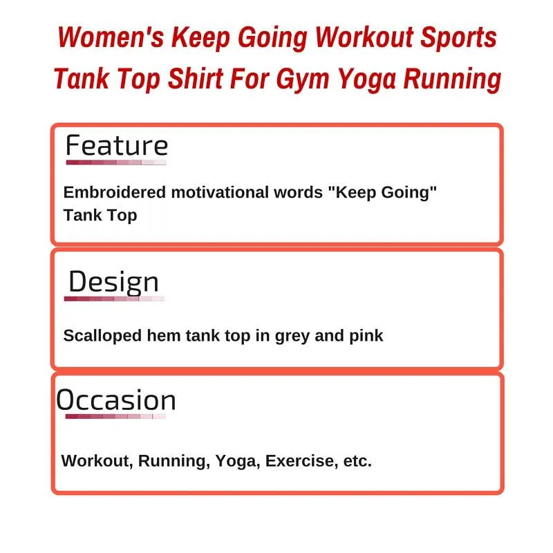 Women's Keep Going Workout Sports Tank Top Shirt