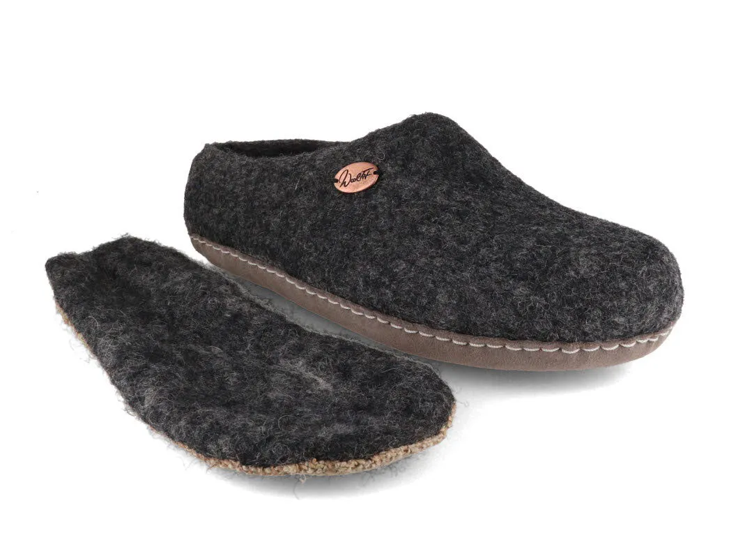 WoolFit® handfelted Slippers with Arch Support Insoles | Vario, graphite