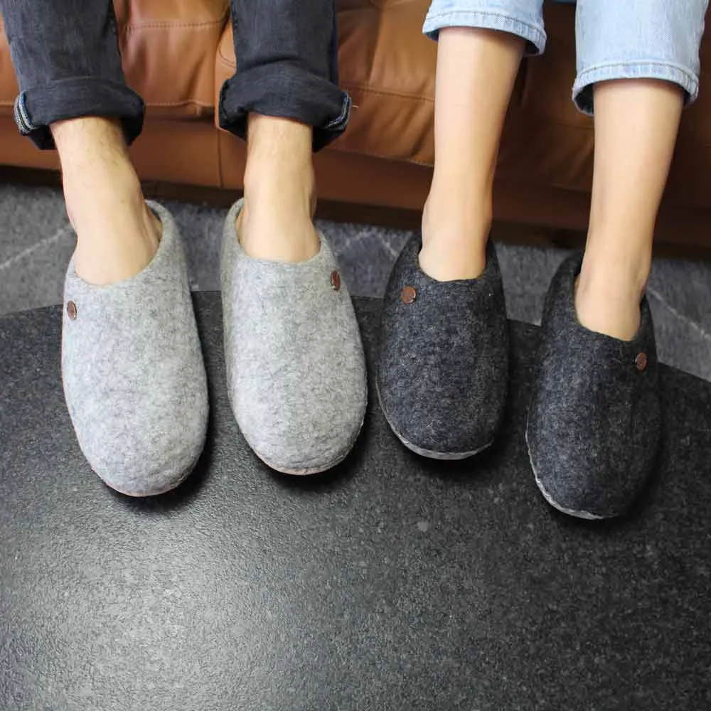 WoolFit® handfelted Slippers with Arch Support Insoles | Vario, graphite