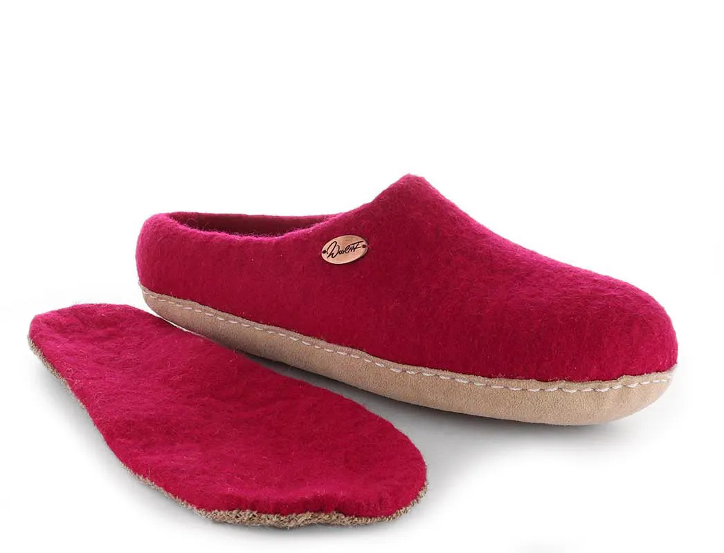 WoolFit® handfelted Slippers with Arch Support Insoles | Vario, pink