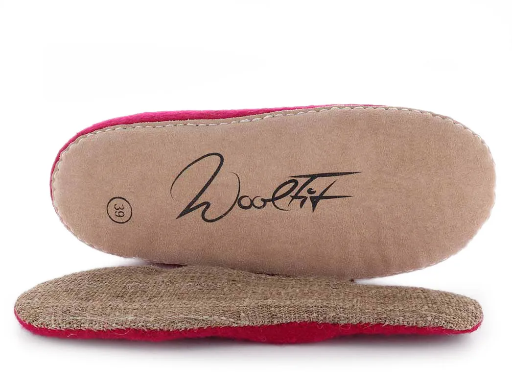 WoolFit® handfelted Slippers with Arch Support Insoles | Vario, pink