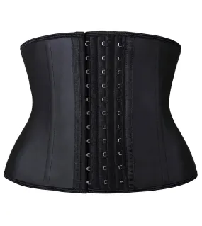 YIANNA Women Latex Short Torso Waist Trainer 9 Steel Bones 3 Row Hooks